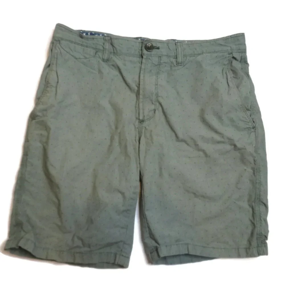 Banana Republic Mens Aiden Chino Shorts Sz 31 Gray Dot Pattern Flat‎
